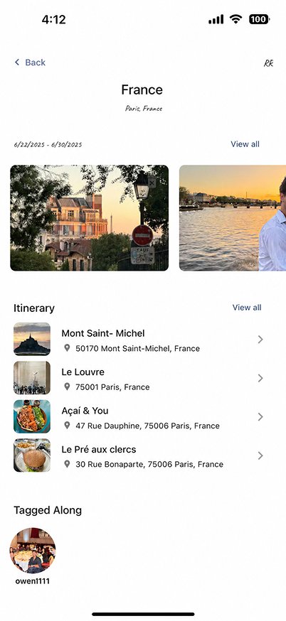 Trip itinerary screen