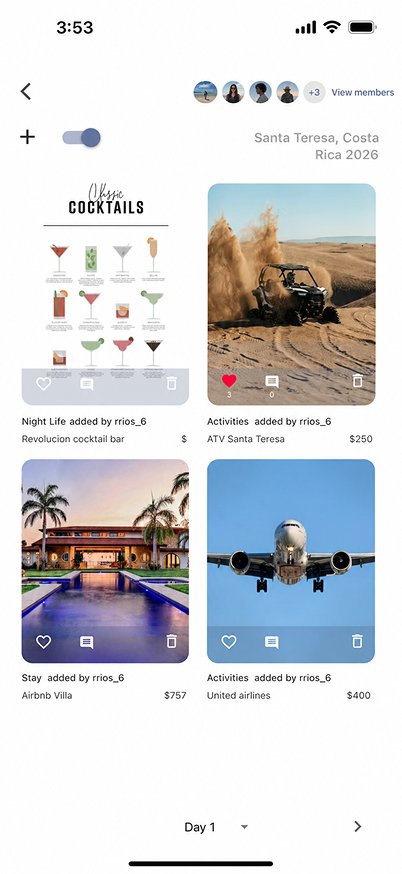 Vision Board planning screen